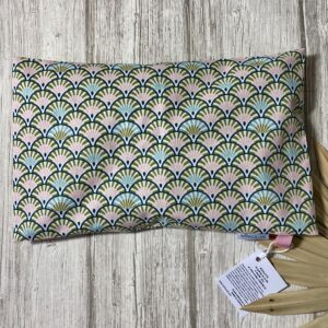 Bouillotte rectangulaire en graines de lin bio / Yona éventails bronze rose ciel