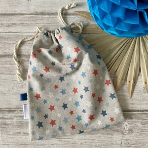 Sac à maillot mouillé / enduit étoiles/ gris rouge bleu