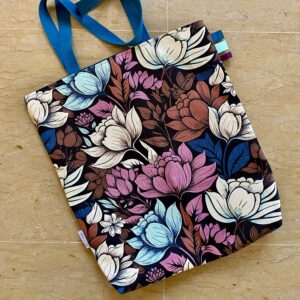 Cabas gabardine Magnolia / Prune, ciel, beige, noir