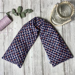 Bouillotte longue XL pour cervicales en graines de lin bio, Jana, marine/rose