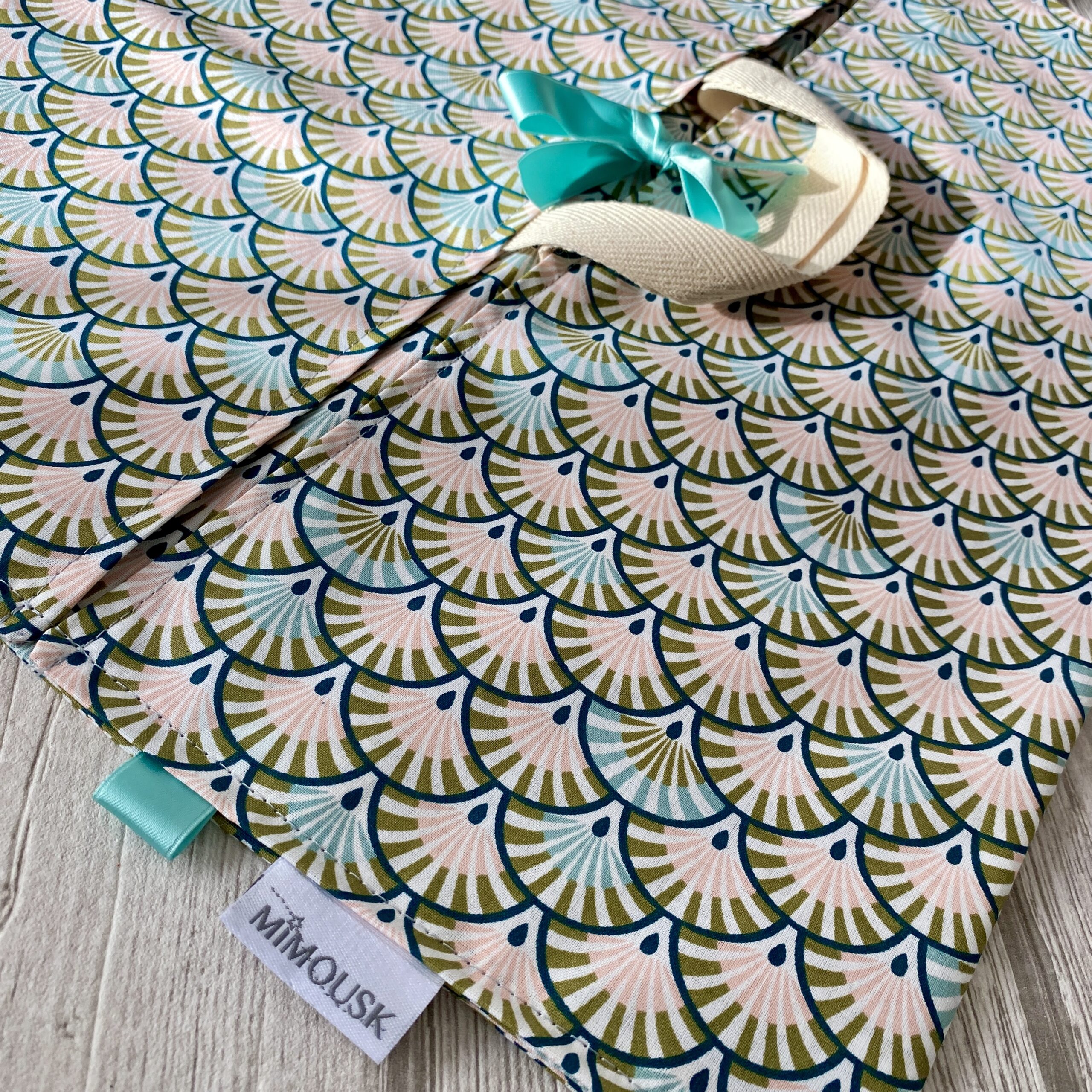 Sac à tarte / motif art déco éventails, rose bleu vert – Image 2
