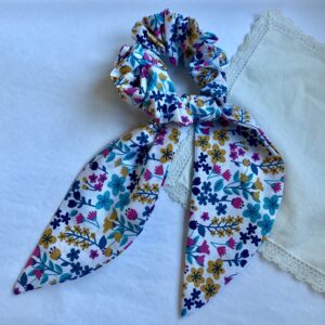 Foulchie chouchou GM/ fleuri Milly / blanc rose bleu jaune