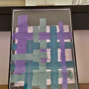 Art textile / cadre décoratif MM / Damier tressé, violet vert