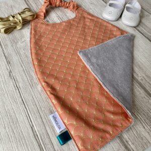 Serviette élastiquée coton et éponge bambou / Eventails / corail doré