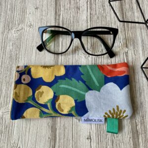 Etui à lunettes / Grosses fleurs Rifle / Bleu roi, Or